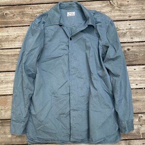 Acne Studios Oversized Cotton Overshirt Jacket Teal Blue Size 46